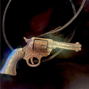 Junk Gypsy Gun Buckle with Black Crocodile Stamp Leather Belt